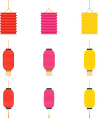 Colourful paper lantern decorative vector illustration - obrazy, fototapety, plakaty