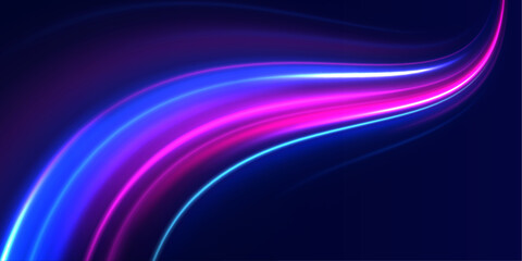 Red blue motion police line, horizontal light rays panoramic high speed technology concept.