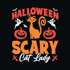 Halloween Scary Cat lady - Halloween quotes t shirt design, poster, vector graphic 
