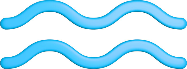 3d rendering wave icon. Illustration with shadow isolated on white.