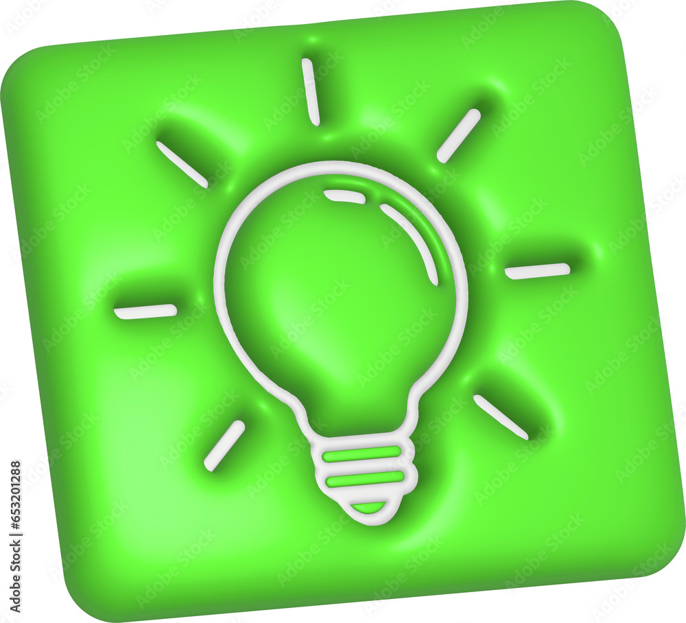 Aufkleber 3d rendering lamp icon. illustration with shadow isolated on white.