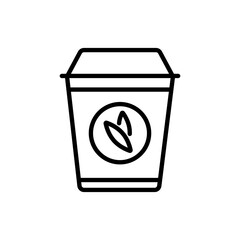 black icon - Coffee cup with leaf icon
A minimalist black and white icon of a to-go coffee cup with a leaf symbol, representing coffee and eco-friendly packaging