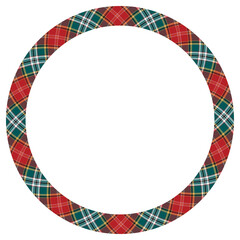 Circle borders and frames . Round border pattern geometric vintage frame design. Scottish tartan plaid fabric texture. Template for gift card, collage, scrapbook or photo album and portrait..