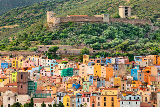 Bosa and Malaspina castle, Oristano district, Sardinia, Italy, Mediterranean