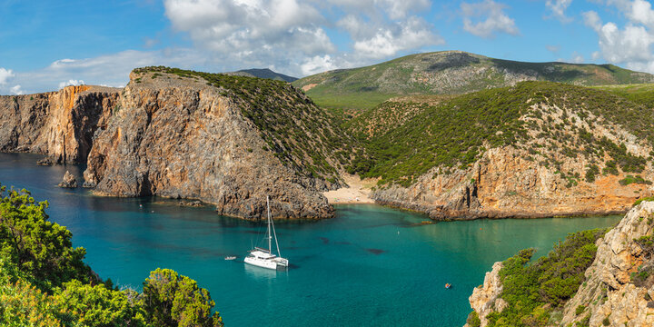 Cala Domestica, Buggerru, Costa Verde, Sulcis Iglesiente district, Sardinia, Italy, Mediterranean