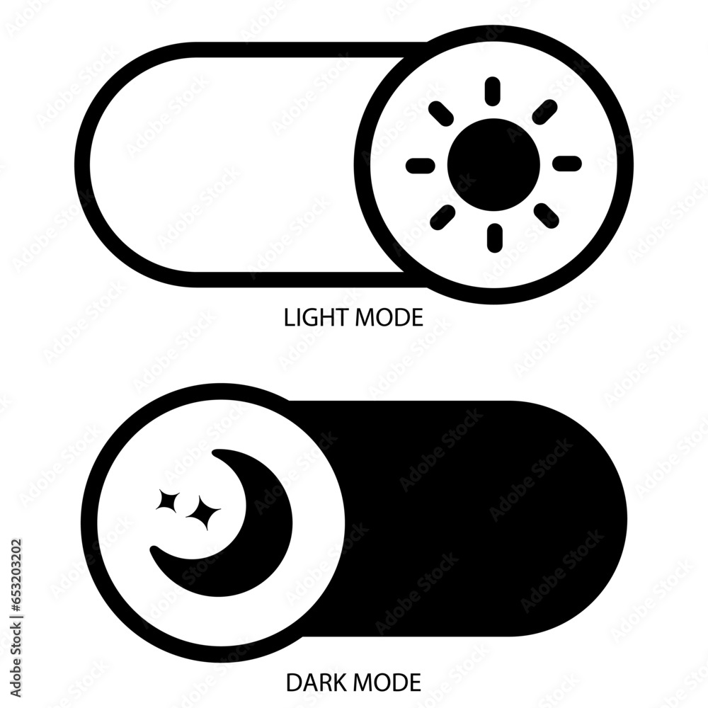 Aufkleber light mode and dark mode buttons icon vector design. eps 10 vector illustration.