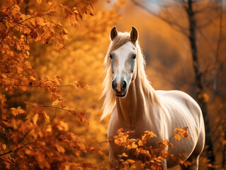 A Photo of a Horse in an Autumn Setting