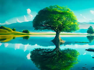  Beautiful tree in the lake AI generated image © Mustafa Kurnaz