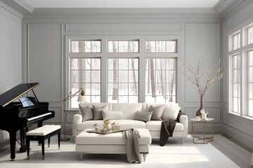interior of a room with piano