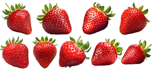 Set of strawberries with transparent background
