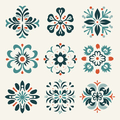 Vector Illustration of Ornament Elements, Decorative Christmas Ornaments