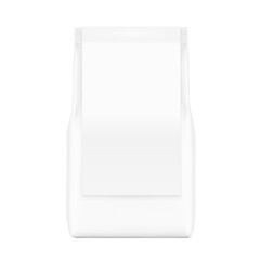 Transparent package with label isolated on white background. Vector illustration. Can be use for template your design, promo, adv. EPS10.