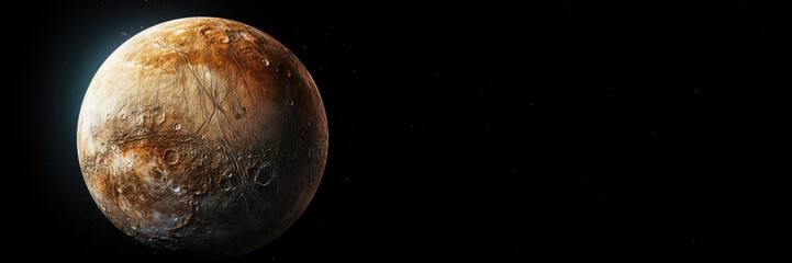 Naklejka premium Jupiter moon landing in intense detail isolated on a gradient background 