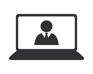 black laptop meeting icon vector illustration