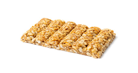 Sunflower Seeds Bar Isolated, Energy Snack with Honey, Sun Flower Seed Muesli Dessert, Protein Candy Bar