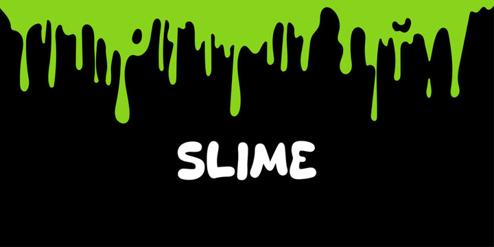 Flowing green sticky liquid. Background of dribble slime. Halloween illustration on black background.Vector isolated illustration.