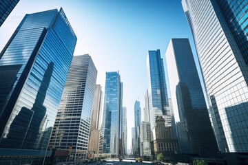 Fototapeta na wymiar groups of corporate skyscrapers in a cityscape