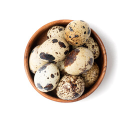 Obraz premium Quail Eggs, Diet Egg, Healthy Breakfast, Natural Organic Nutrition, Salad Ingredient Spotted Quail Egg