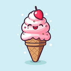 ice cream with smiley face illustration