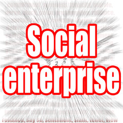 Fototapeta na wymiar Social enterprise word with zoom in effect