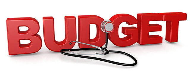 Budget word with stethoscope isolated