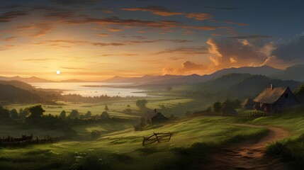 beautiful natural scenery in the village