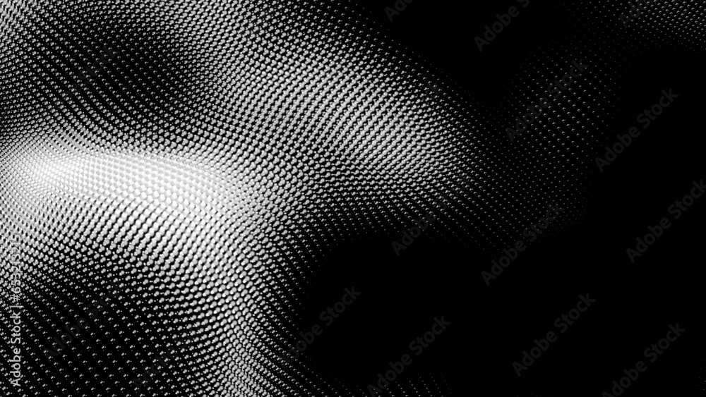 Poster dot white black wave technology texture background. abstract big data digital concept. 3d rendering.