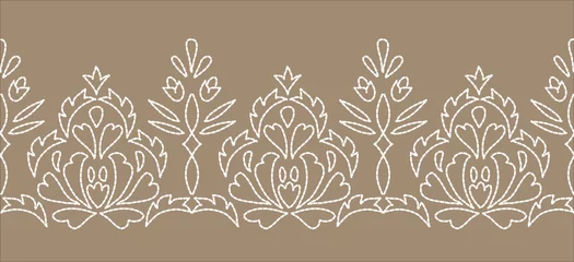Fotobehang Boho Motif ethnic handmade border beautiful art. Ethnic leaf floral background art. folk embroidery, Mexican, Peruvian, Indian, Asia, Moroccan, Turkey, and Uzbek style. Aztec geometric art ornament print.