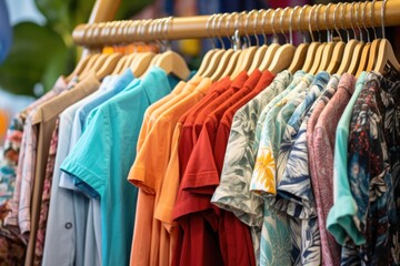 detailed shot of summer clothes on a clearance rack
