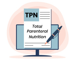 TPN - Total Parenteral Nutrition acronym. medical concept background. vector illustration concept with keywords. lettering illustration with icons for web banner, flyer, landing page