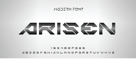Modern Bold Font and Number. Typography urban style alphabet fonts for fashion, sport, technology, digital, movie, logo design, vector illustration - obrazy, fototapety, plakaty