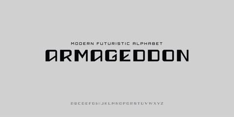 an abstract, modern, minimalist futuristic alphabet font with a scifi theme in vector