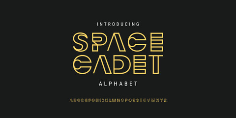 an abstract, modern, minimalist futuristic alphabet font with a scifi theme in vector