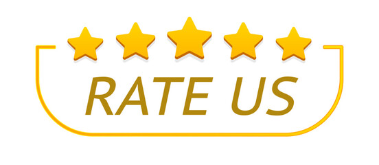 Rate us message for feedback for client comment concept, consumer experience. Product review. Business support. Your opinion matters symbol. Announce promotion offer. Vector Illustration 10 eps