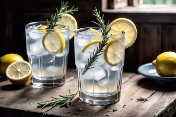 glass of water with lemon