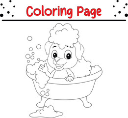 Cute Dog animal coloring page. Black and white vector illustration for coloring book