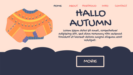 Hallo autumn poster. Website or banner template, landing page.