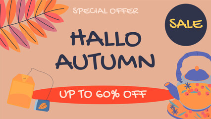 Autumn Sale Promotion poster template. Website or banner template.