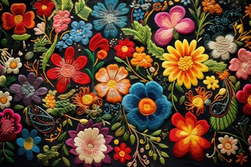 close-up of intricately embroidered textiles