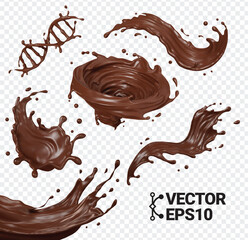 3d Vector chocolate splash flow swirl eps collection set