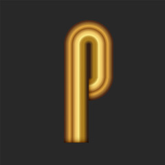 Letter P simple 3d logo identity initial from gold gradient, minimal style industrial logotype.