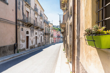 picturesque street in Ragusa Ibla, Sicily, Italy - 653219206