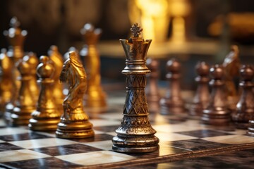 closeup of a chess game in progress