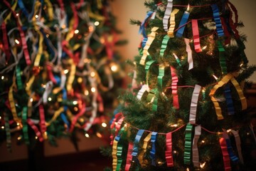 a christmas tree featuring old-fashioned paper chains
