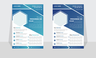 Corporate modern business flyer template design set, minimal business flyer template or eye catching flyer design, flyer in A4 with colorful business proposal, modern with light blue & dark blue flyer