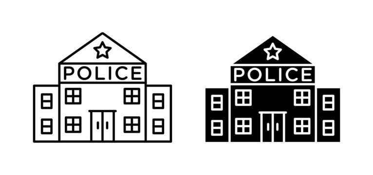 Police office icon set in black filled and outlined style. suitable for UI designs