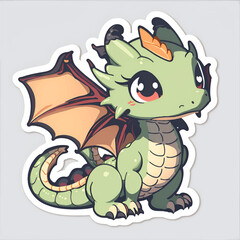 Sticker cute dragon, white background