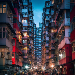 Building in Hong Kong. - obrazy, fototapety, plakaty