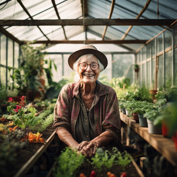 Senior woman in her garden.