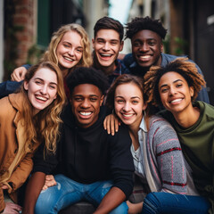 Fototapeta premium Diverse group of young friends.